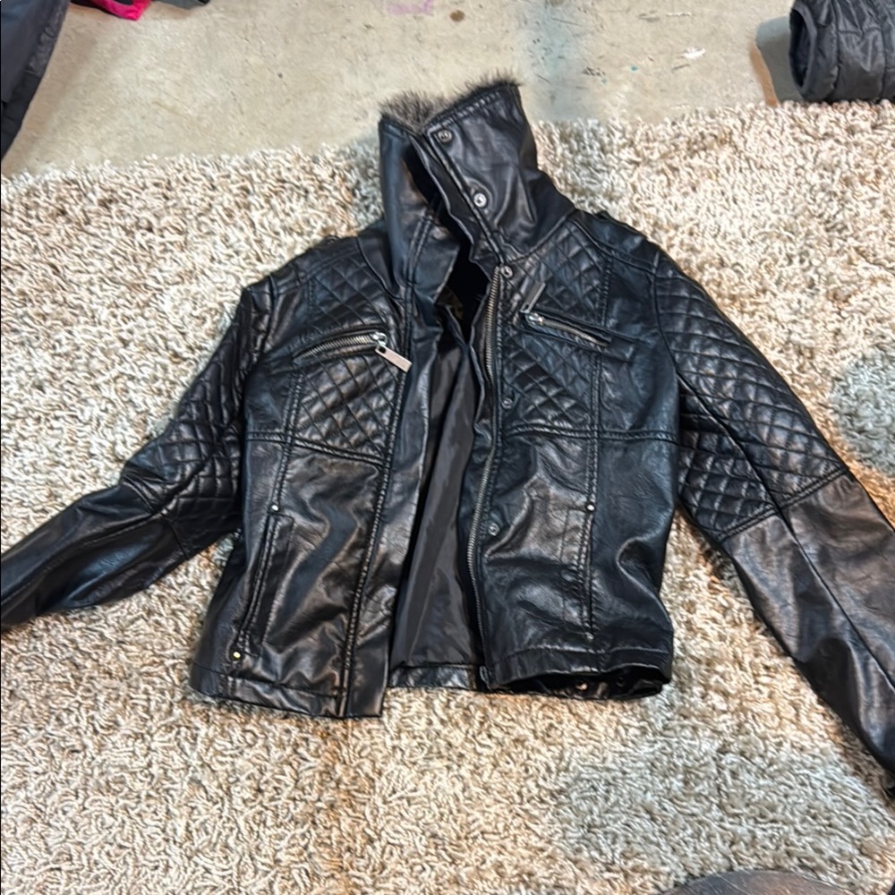 Jou Jou Black Leather Motorcycle Jacket